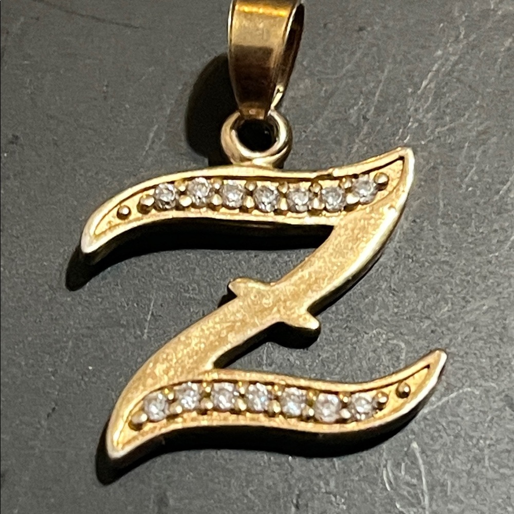 Gold Initial Pendant with Crystals